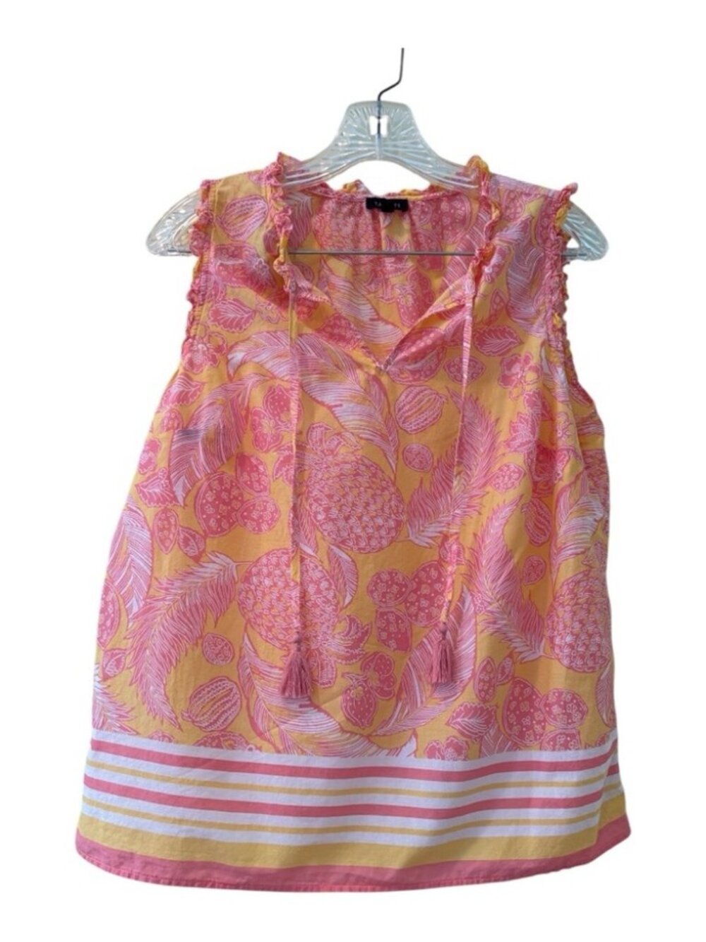 Pink and Yellow Ruffled Relaxed Blouse